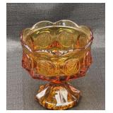 Fostoria Coin Amber Glass Footed Compote