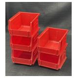 Set of 5 Red Stackable Storage Bins LIKE NEW!
