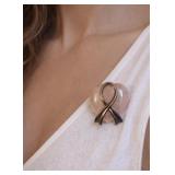 Sterling Silver Rose Quartz Heart Awareness Pin