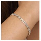925 Sterling Silver Braided Bracelet 8in