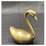 Vintage Brass Swan Figurine 4in Tall