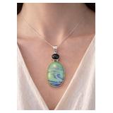 925 Australian Azurite & Black Onyx Pendant