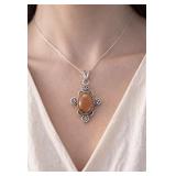 Italian Mahogany Obsidian Pendant 2in Silvertone