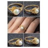Maui Divers Hawaii 14k Gold Pearl Ring Size 9