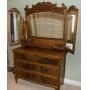 Antique Burled Walnut Dresser and Mirror