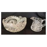 Crystal Bowl and Creamer