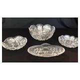 Crystal Fruit Bowl, Finger Bowls and Bone Dish