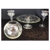 Pedestal Cake Plate, Rose Bowl, Candle Holders