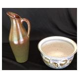 Hosley Pitcher and Pottery Bowl