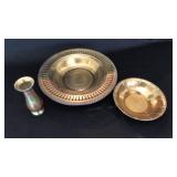 2 Brass Bowls and Candlesticks