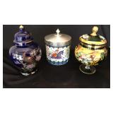 (3) Ornate Lidded Vases