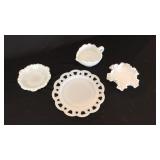 (4) Pieces of Milk Glass