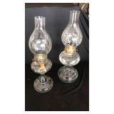(2) Clear Glass Oil Lamps