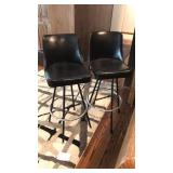 2 Black Pleather Bar Stools