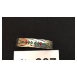 Shell Inlay Indian-like Silver Bracelet