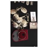 Silver Belt, Coral Necklace, Bracelet