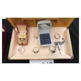 Platinum & Antique Rings, Cross Necklace, Rings