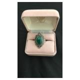 Silver and Green Ring