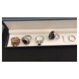 4 Costume Jewelry Rings and 18KT White Gold Ring