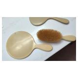 Celluloid Dresser Set Hairbrush and 2 Mirrors,