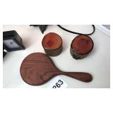 Wooden Mirror & Boxes, Art Deco Lamp, Clock &