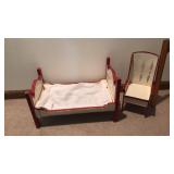Wooden Doll Bed and Chair
