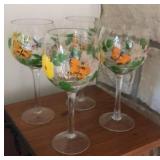 (4) Butterfly Goblets