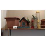 (5) Bird Feeders (7) Clay Pots, Books