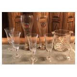 Glass Ice Bucket and Various Stemware