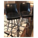 (2) Black Pleather Bar Stools