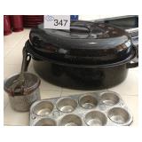 Graniteware Roasting Pan and Muffin Tin