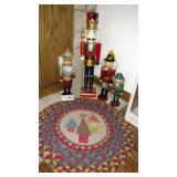 (4) Large Nutcrackers & Christmas Rug