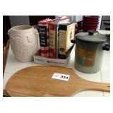 Cookbooks, Ceramic Canister and Pizza Peel