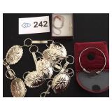 Silver Belt, Coral Necklace, Bracelet
