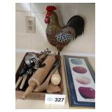 Cooking Utensils and Decorative Rooster