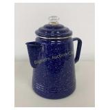 Blue Enamelware Coffee Pot
