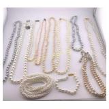 VTG Faux Pearl Necklaces & Bracelet Various Sizes