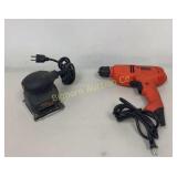 B&D Palm Sander & 10mm 3/8" Chuck Drill 2 Pc Lot