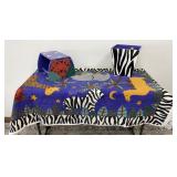 Kids Step Stool, Rug, Trash Can 3 Pc Lot