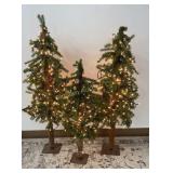 Pre Lit Decorative Trees 3 PC Lot