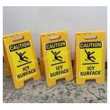 Caution Icy Surface Signs 3 Pc Lot