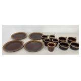 VTG Brown Drip Glaze Dinner Plates Handled Soup