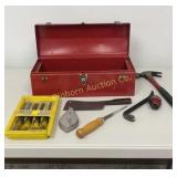 19" Toolbox w/ Contents: Stanley Wood Chisels,