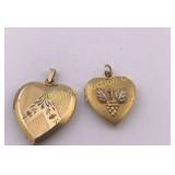 VTG Gold Filled Heart Lockets 2 Pc Lot