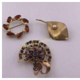 VTG Gold Filled Brooch Pins 3 PC Lot