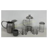 Coffee/Tea Press & Glasses, Sugar Dispenser, VTG