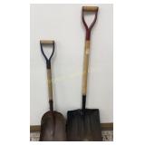Steel Scoop & Flat Shovels 2 Pc Lot