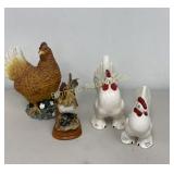 Chickens & Rooster Figurines Porcelain Resin