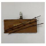 Antique Barbwire Display on Wall Plaque 19" x 19"