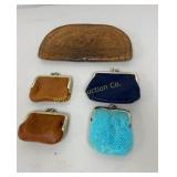 VTG Leather Coin Purses, Wallet, Beaded Coin